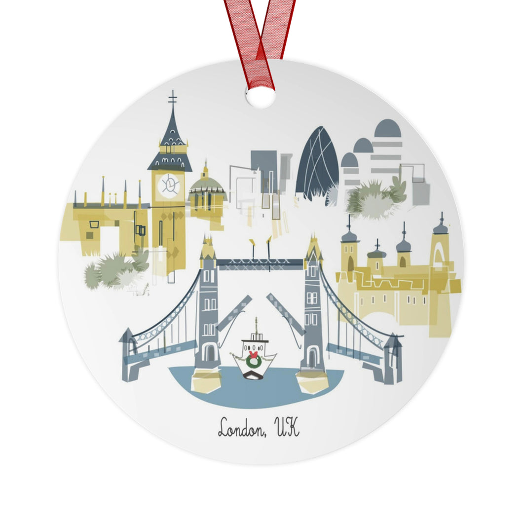London, UK  City Metal Ornament | | personalized option available