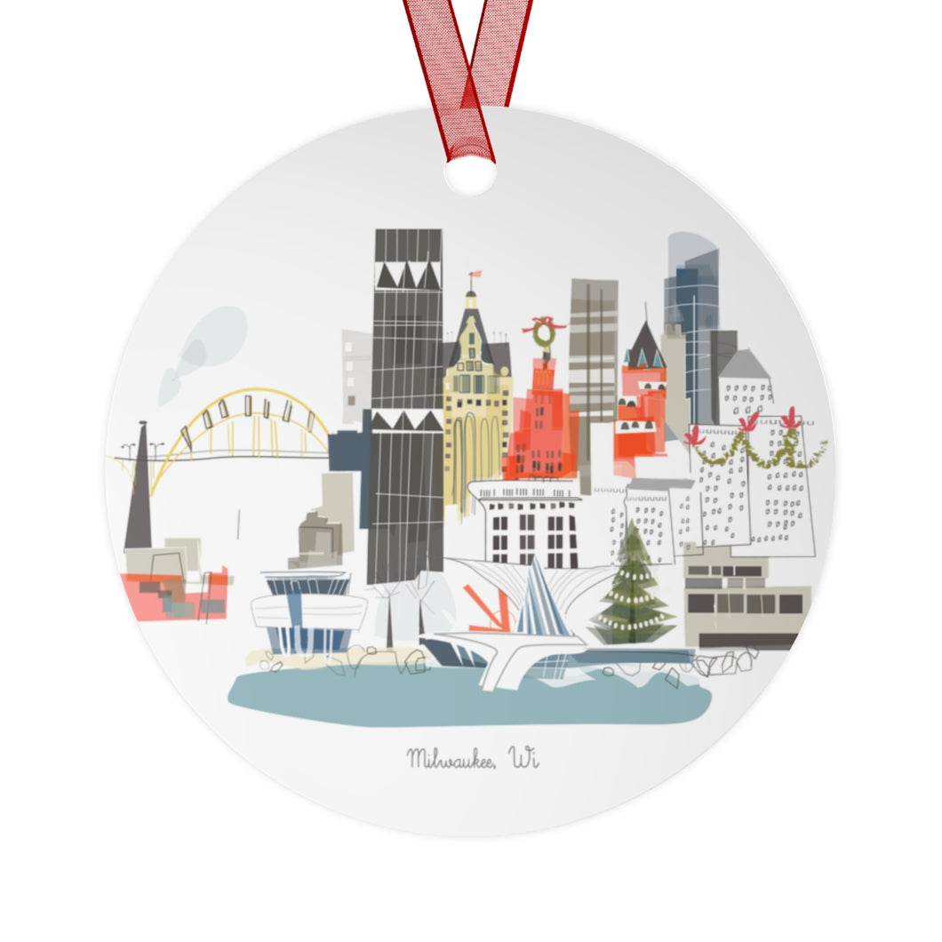 Milwaukee, WI City Metal Ornament | | personalized option available